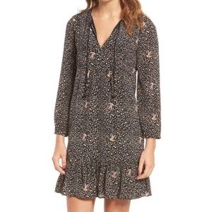 Madewell Silk Fiesta Paisley Mini Dress size 00. Black with Paisley Print.